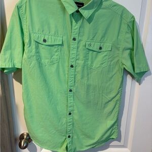 Calvin Klein Men's Green Short Sleeve Shirt